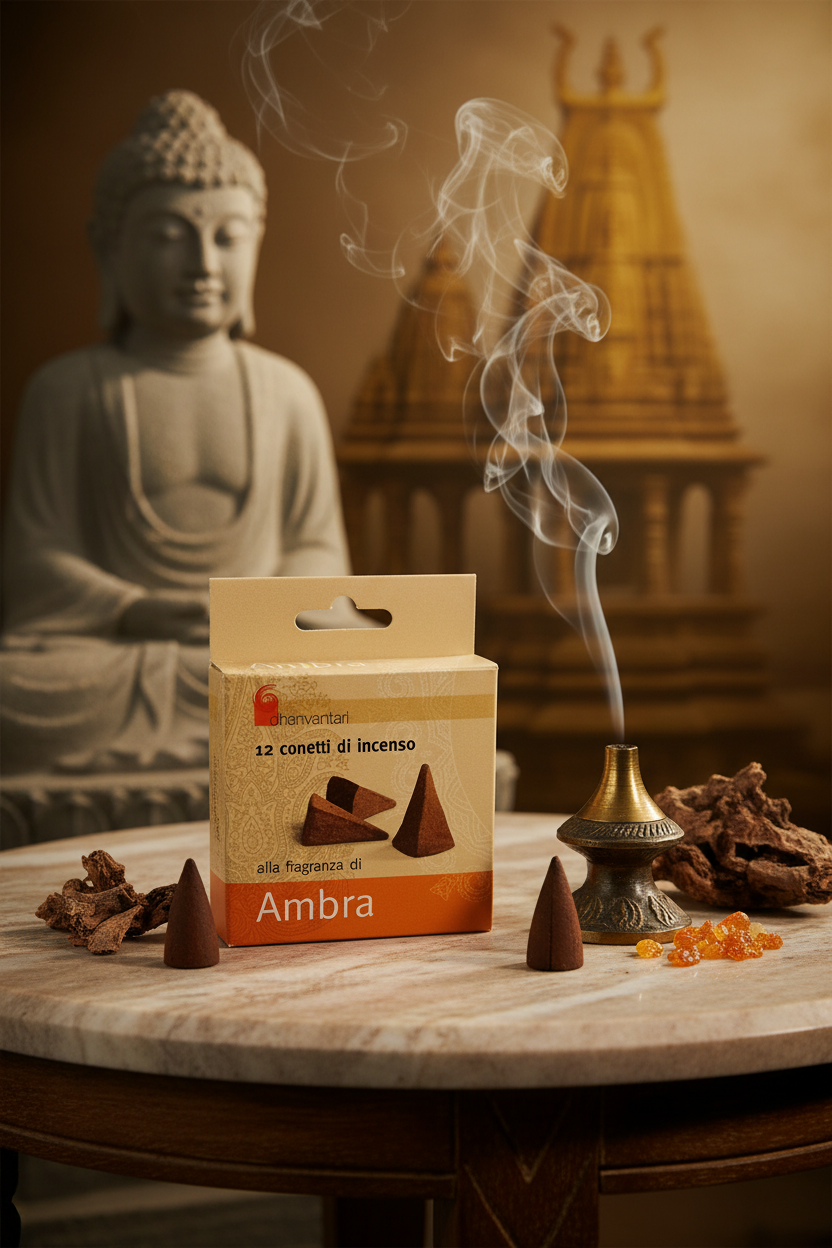 INCENSO IN CONI DHANVANTARI: AMBRA