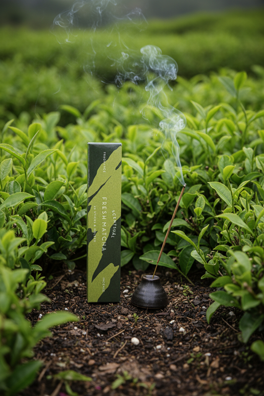 Incenso Giapponese Nippon Kodo Scentsual Fresch Matcha The Verde in un campo di te verde - Erboristeria La Clessidra Carpi