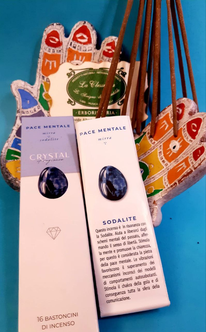 INCENS0 IN STICK CRYSTAL FRAGRANCE: PACE MENTALE (con mirra e sodalite)