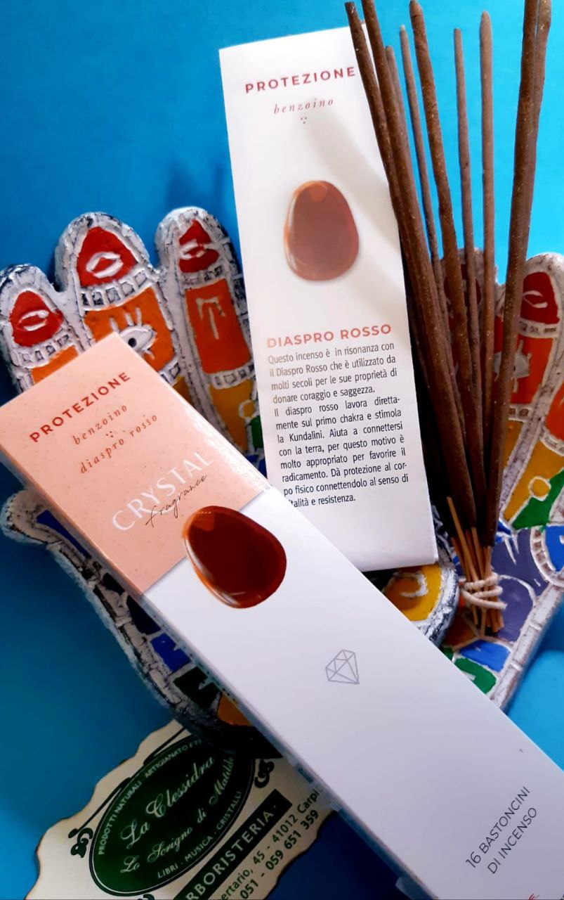 INCENS0 IN STICK CRYSTAL FRAGRANCE: PROTEZIONE (con benzoino e diaspro rosso)