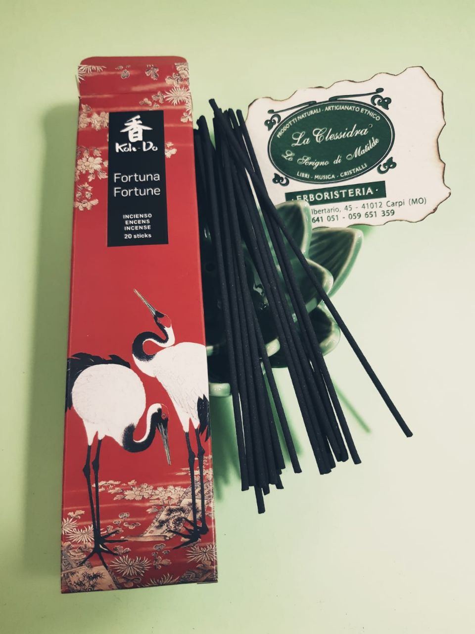 Incenso Giapponese Nippon Kodo Koh-Do Fortuna al Sandalo portafortuna con stick aperti e visibili - Erboristeria La Clessidra Carpi