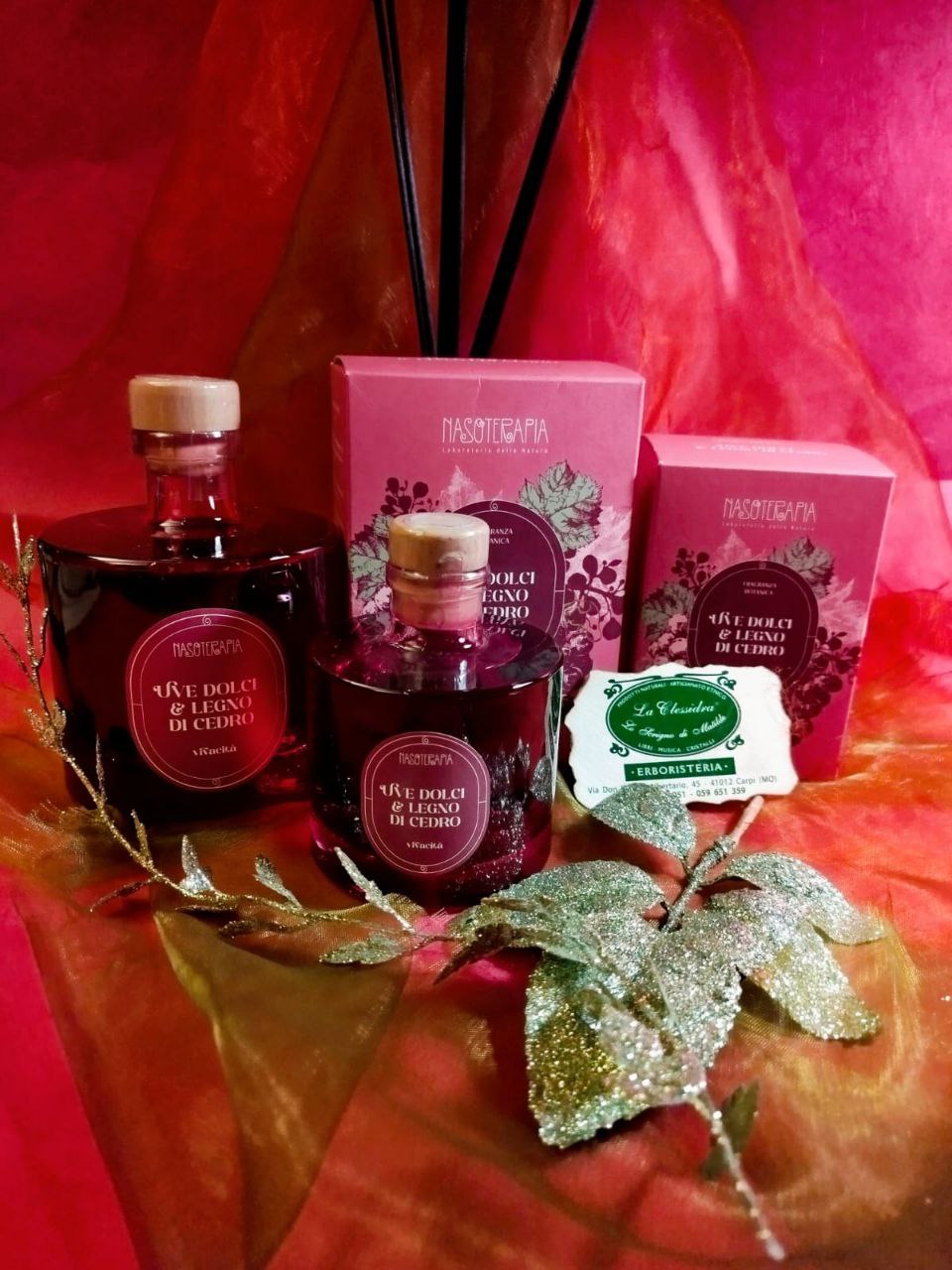 DIFFUSORE A BASTONCINO NASOTERAPIA: UVE DOLCI E LEGNO DI CEDRO 500 ML
