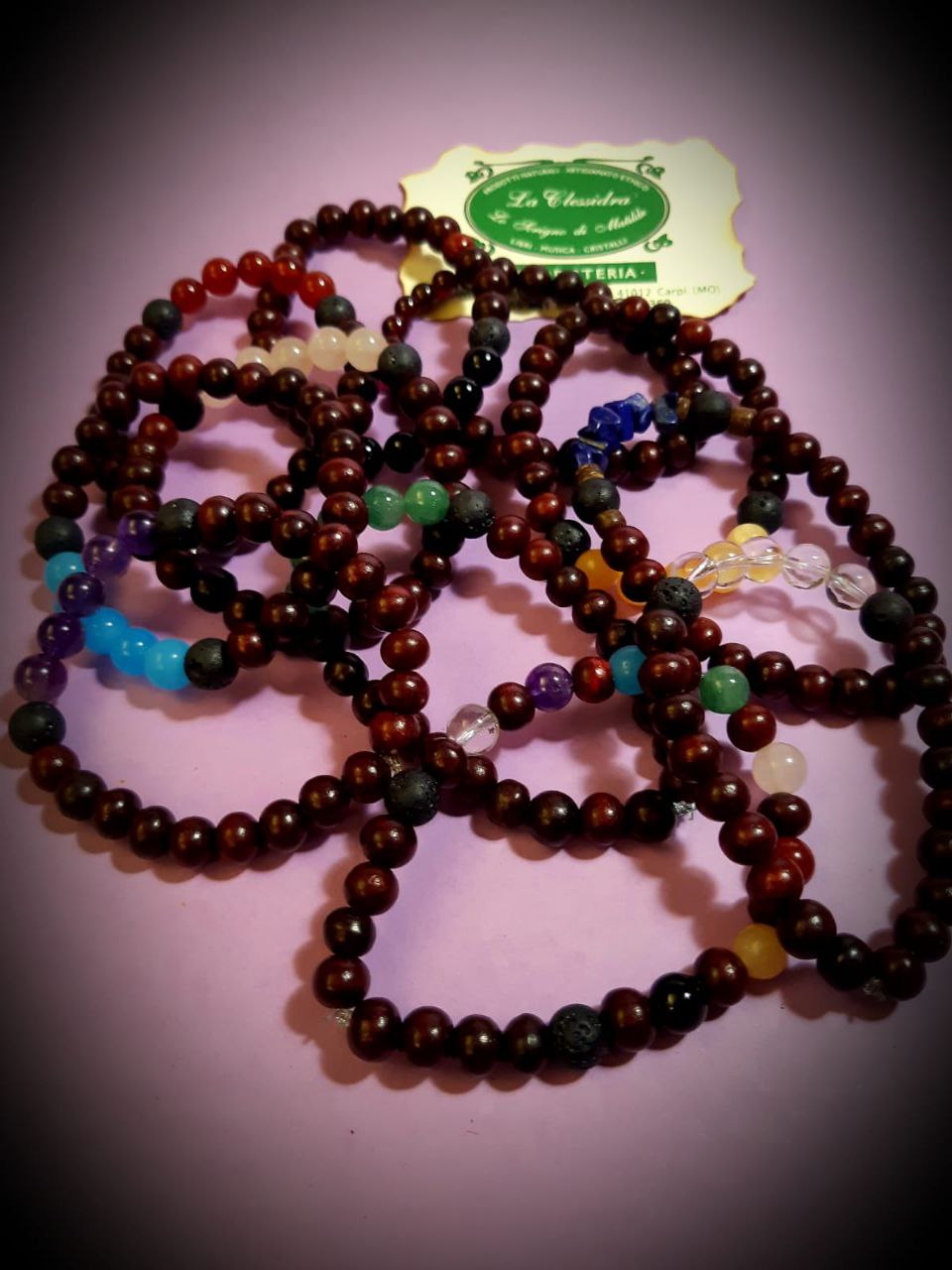 BRACCIALE DEI CHAKRA IN LEGNO