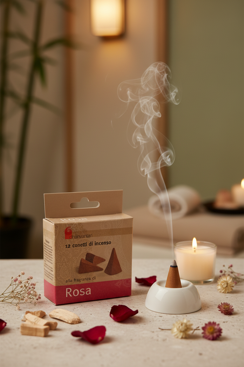 INCENSO IN CONI DHANVANTARI: ROSA