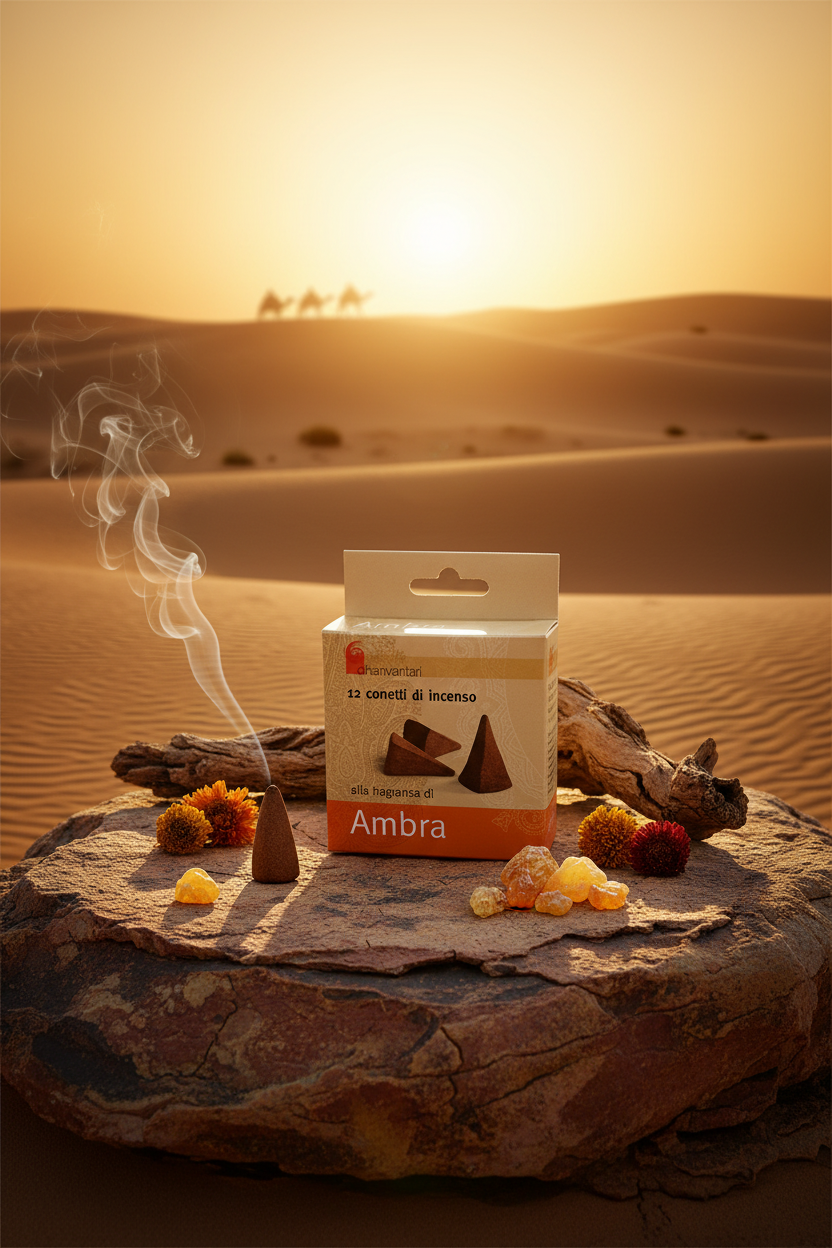 INCENSO IN CONI DHANVANTARI: AMBRA