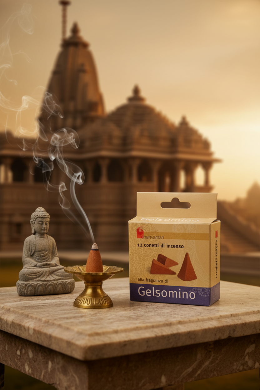 INCENSO IN CONI DHANVANTARI: GELSOMINO