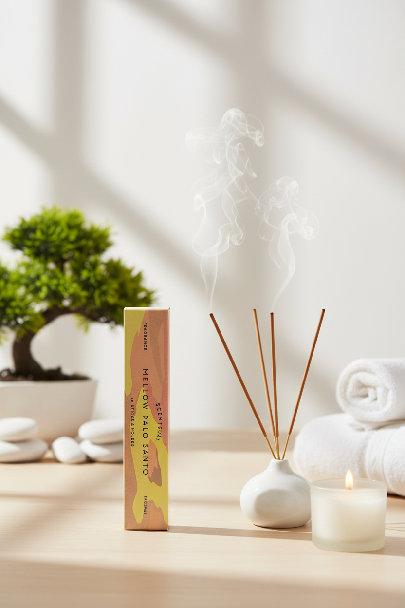 Incenso Giapponese Scentsual Mellow Palo Santo in angolo rilassante  olistico Erboristeria La Clessidra Carpi