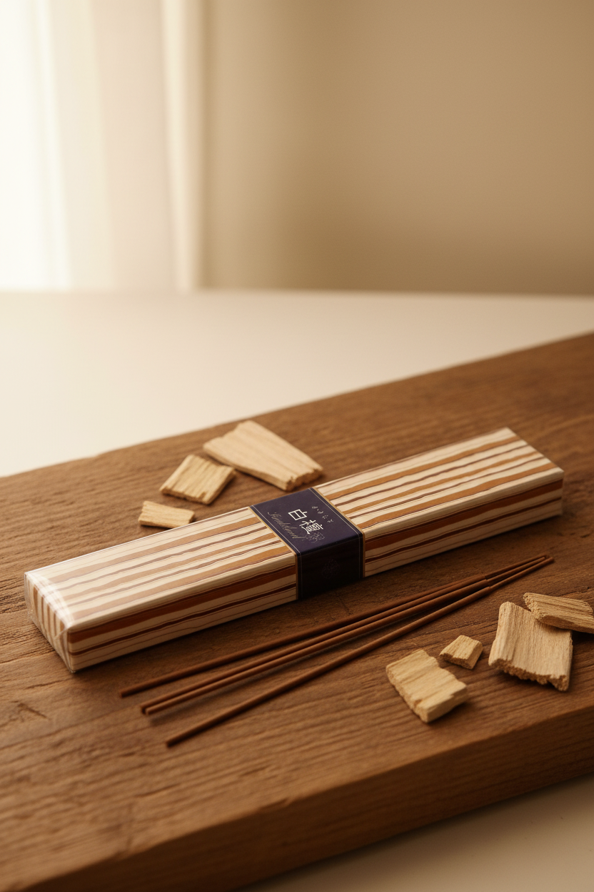 Incenso Giapponese Nippon Kodo Kayuragi Sandalwood Sandalo con alcuni stick visibili - Erboristeria La Clessidra Carpi
