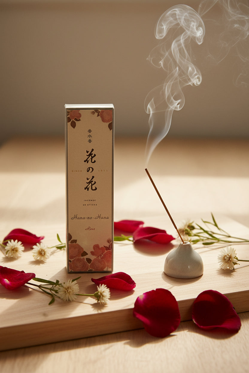 Incenso Giapponese Nippon Kodo Hana No Hana Rose Rosa con stick acceso - Erboristeria La Clessidra Carpi