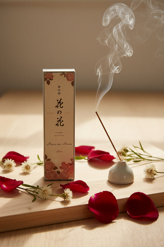 Incenso Giapponese Nippon Kodo Hana No Hana Rose Rosa con stick acceso - Erboristeria La Clessidra Carpi