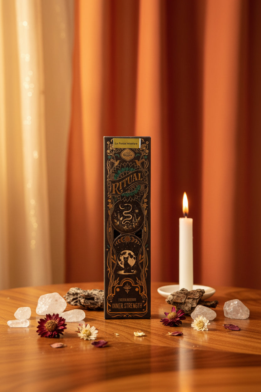 Incenso Sagrada Madre Fuerza Interior su legno con cristalli candela e organza - Erboristeria La Clessidra Carpi