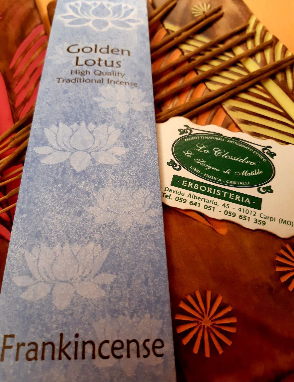 INCENSO IN STICK  GOLDEN LOTUS: FRANKINSCENSE (BOSWELLIA CARTERI)