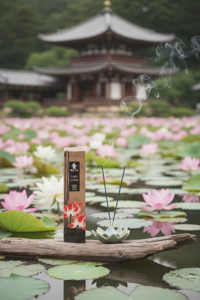 Incenso Giapponese Nippon Kodo Koh-Do Lotus Loto foto esterna in un giardino acquatico di loti in fiore- Erboristeria La Clessidra Carpi