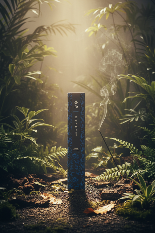 Incenso Giapponese Nippon Kodo Kohden Spicy Aloeswood Legno di Aloe in un bosco notturno di felci illuminato - Erboristeria La Clessidra Carpi