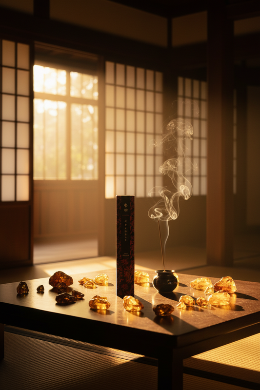 Incenso Giapponese Nippon Kodo Kohden Sweet Aloeswood Legno di Aloe Dolce in stanza giapponese tradizionale con ambre - Erboristeria La Clessidra Carpi