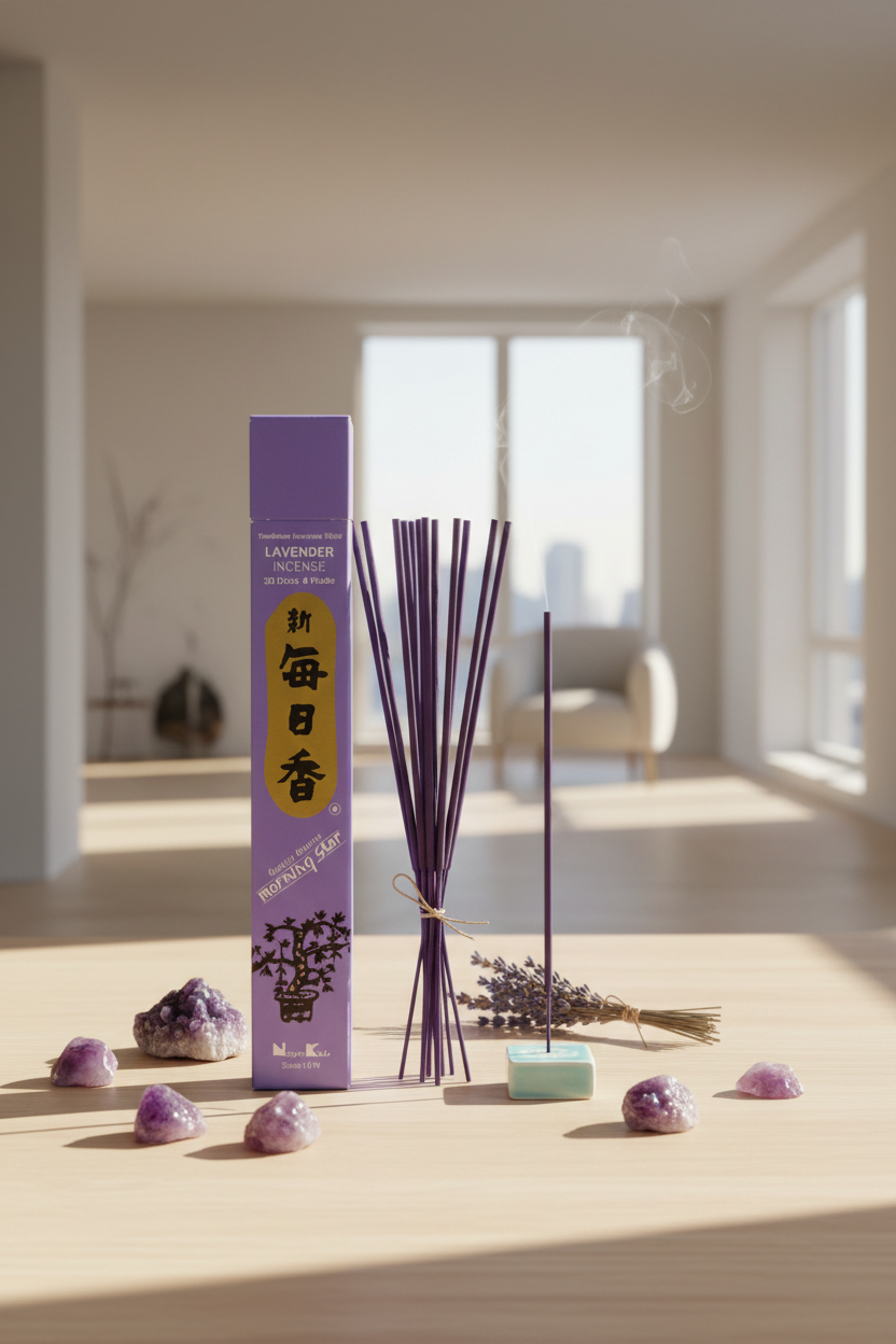 Incenso Giapponese Morning Star  Lavander Lavanda in ambiente zen e rilassante Erboristeria La Clessidra Carpi