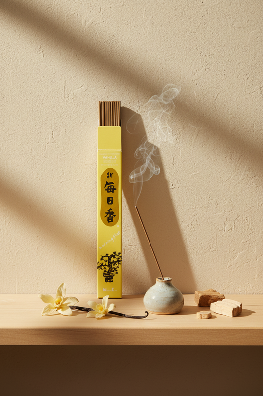 Incenso Giapponese Morning Star Vanilla Vaniglia con stick visibili Erboristeria La Cessidra Carpi