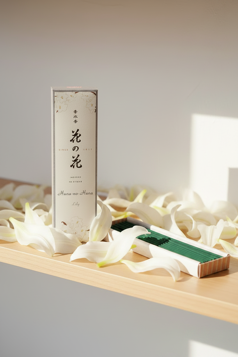 Incenso Giapponese Nippon Kodo Hana No Hana Lily Giglio con scatola aperta Erboristeria La Clessidra Carpi