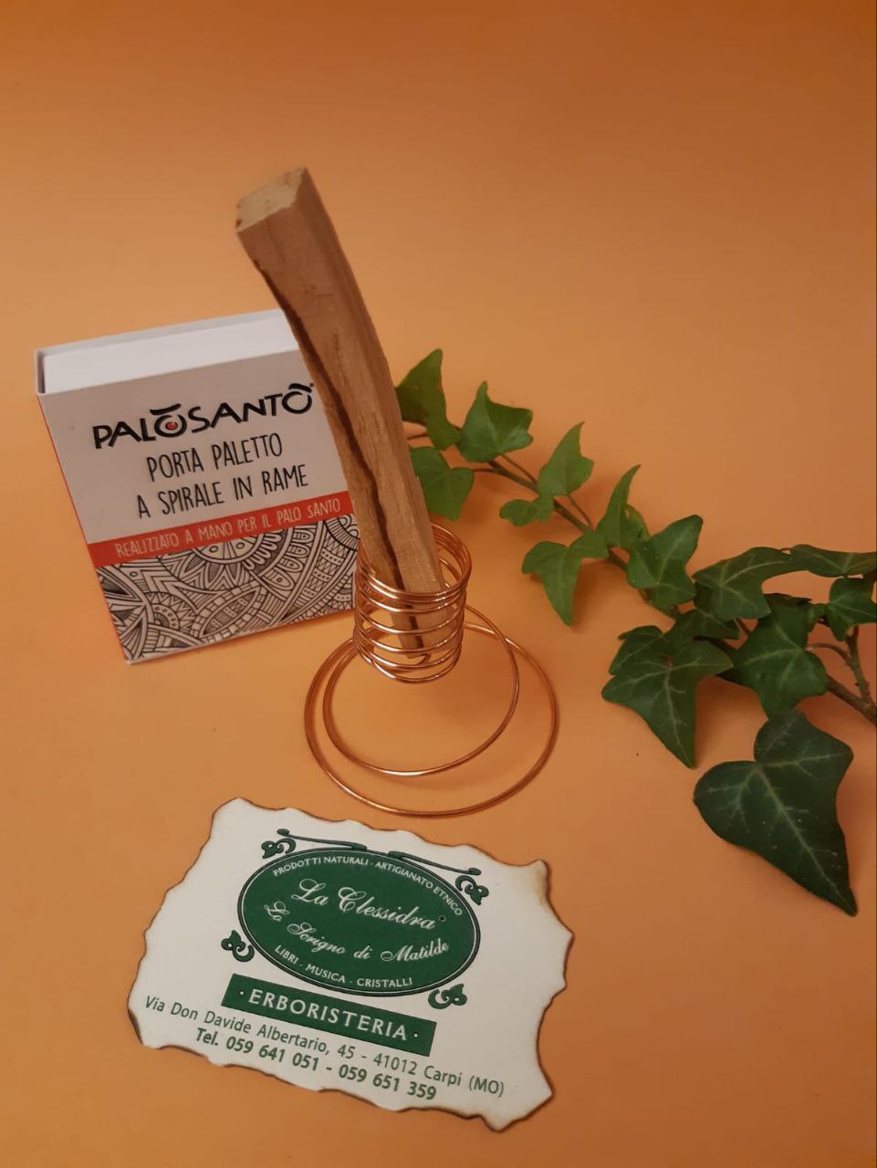 Palo santo:  PORTA PALETTO SPIRALE IN RAME PER PALO SANTO