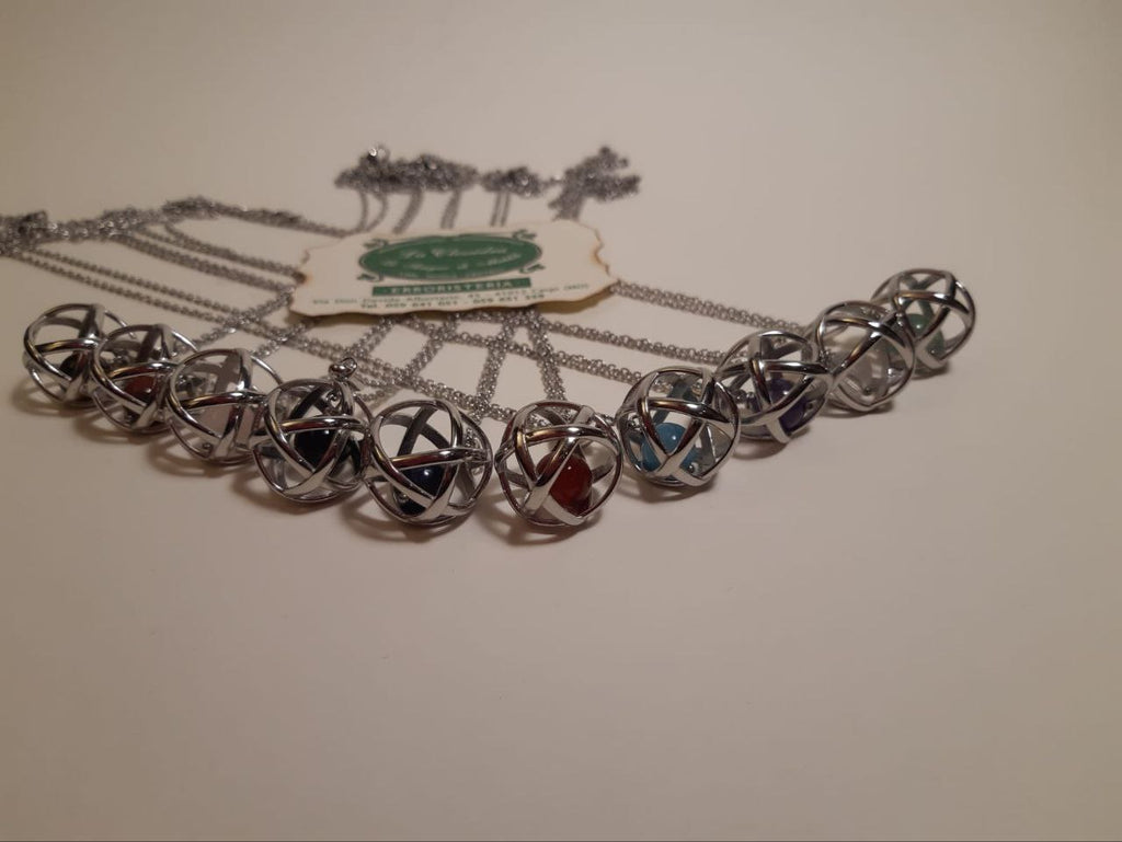 GENESA CIONDOLO IN ACCIAIO E AGATA BLU