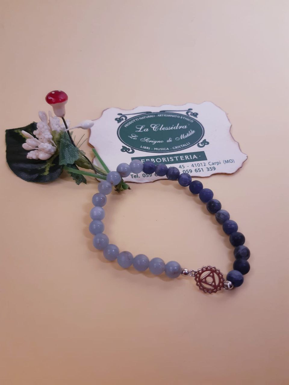 CHAKRA BRACCIALE HARMONY : n°5 VISUDDHA SODALITE E ANGELITE