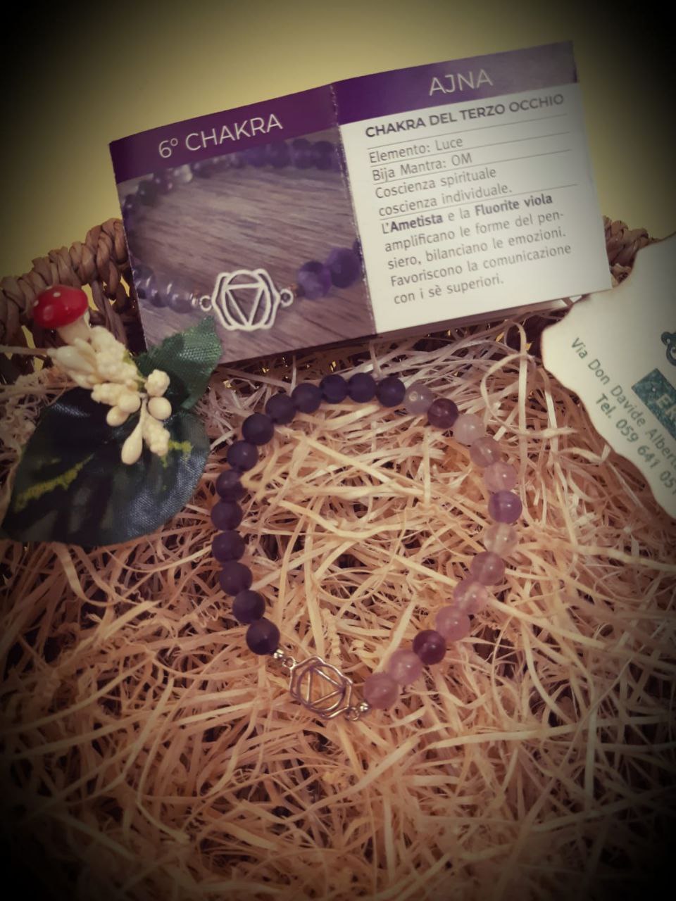 CHAKRA BRACCIALE HARMONY : n°6 AJNA AMETISTA E FLUORITE