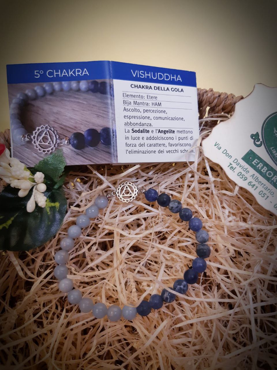 CHAKRA BRACCIALE HARMONY : n°5 VISUDDHA SODALITE E ANGELITE
