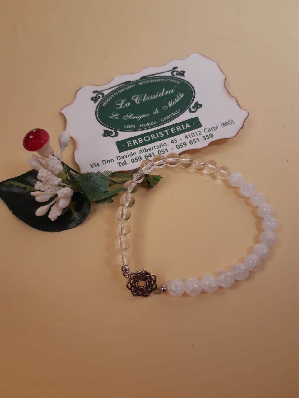 CHAKRA BRACCIALE HARMONY : n°7 SAHASRARA QUARZO IALINO QUARZO CRACKED