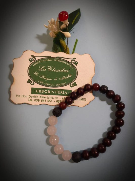 CHAKRA BRACCIALE LEGNO: n°4 ANAHATA QUARZO ROSA