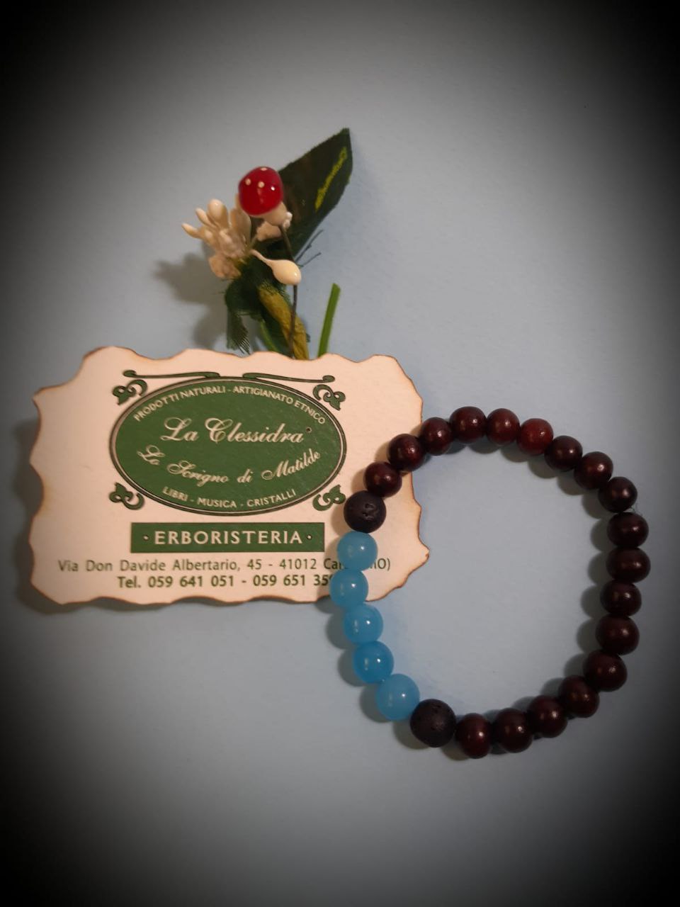 CHAKRA BRACCIALE LEGNO: n°5 VISHUDDA QUARZITE BLU