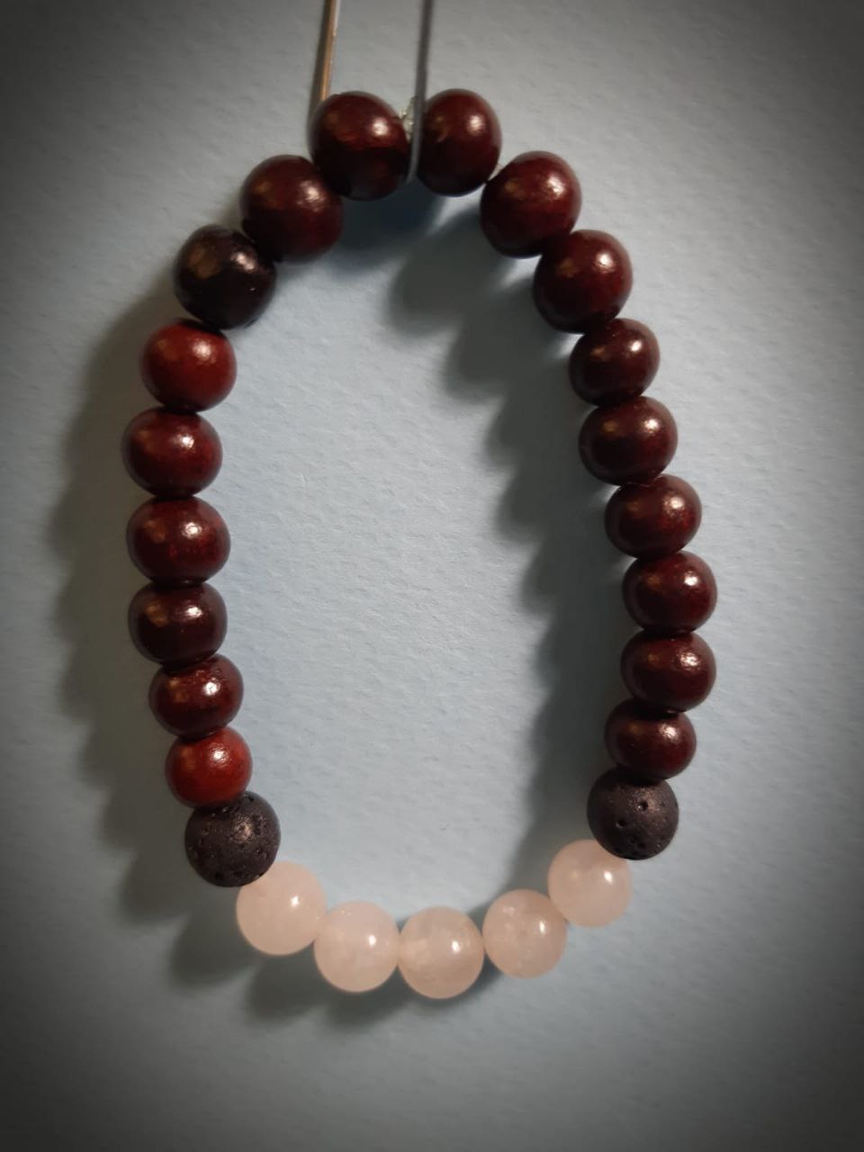 CHAKRA BRACCIALE LEGNO: n°4 ANAHATA QUARZO ROSA