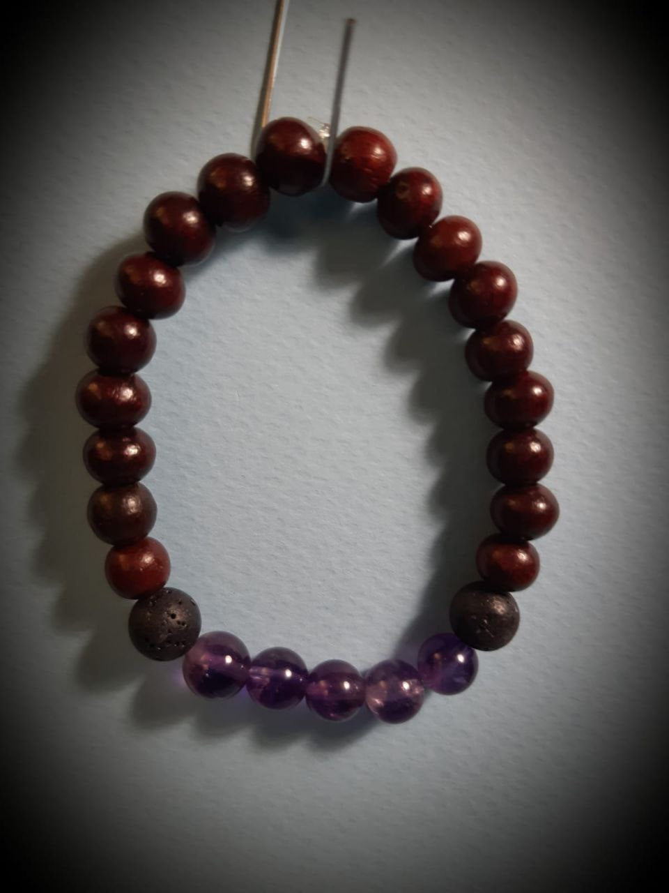 CHAKRA BRACCIALE LEGNO: n°6 AJNA AMETISTA