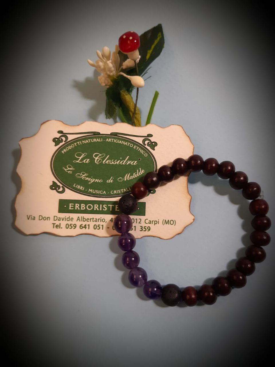 CHAKRA BRACCIALE LEGNO: n°6 AJNA AMETISTA