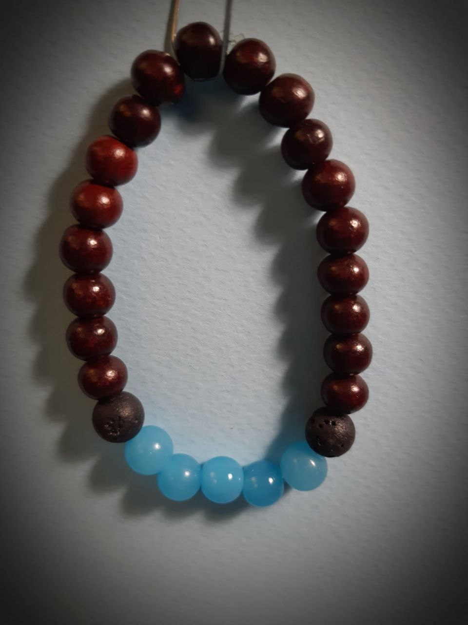 CHAKRA BRACCIALE LEGNO: n°5 VISHUDDA QUARZITE BLU