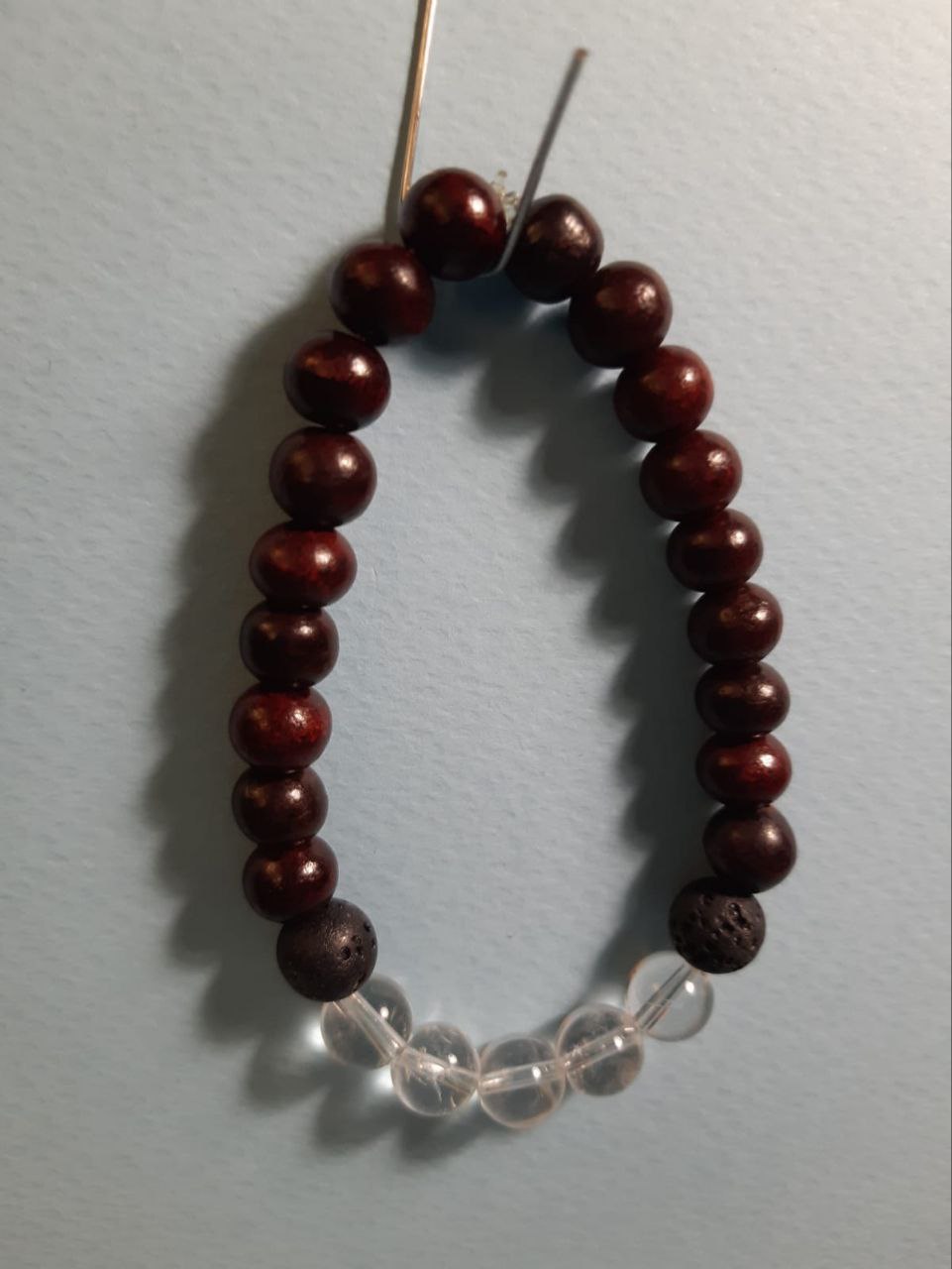 CHAKRA BRACCIALE LEGNO: n°7 SAHASRARA QUARZO IALINO