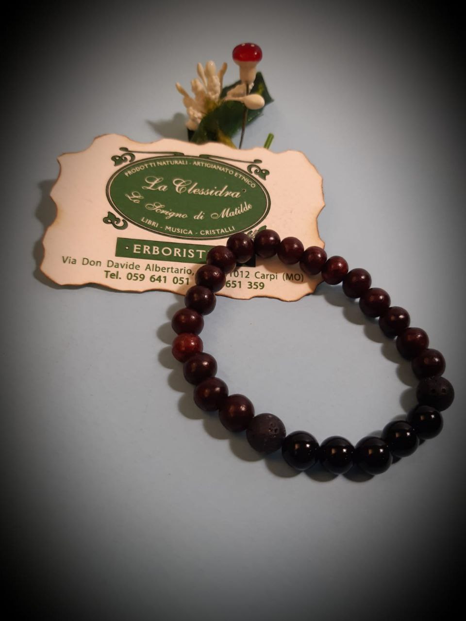 CHAKRA BRACCIALE LEGNO: n°1 MULADHARA OSSIDIANA