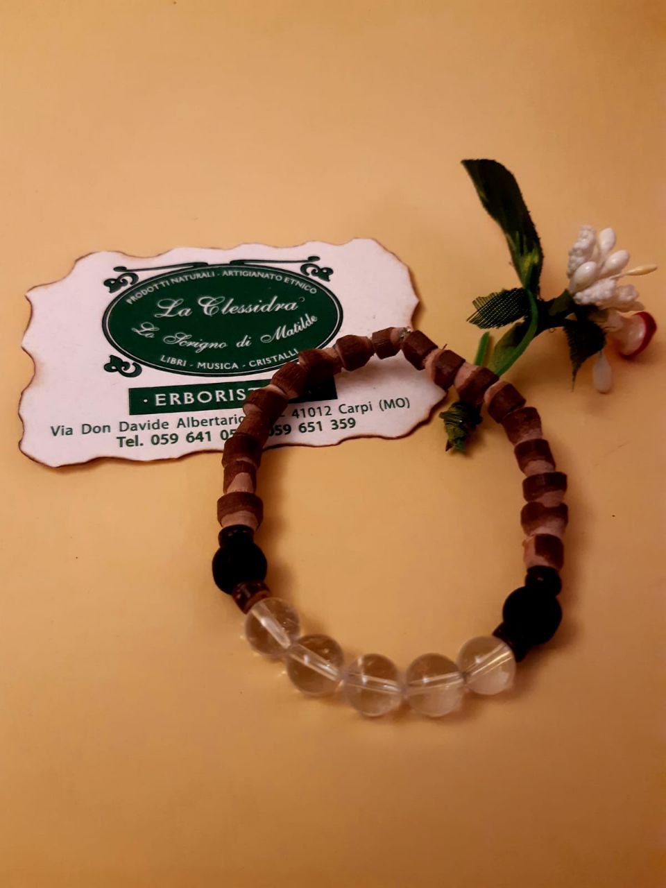 CHAKRA BRACCIALE ETNICO: n°7 SAHASRARA QUARZO IALINO