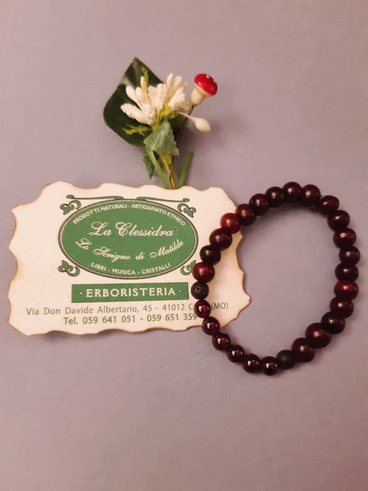 CHAKRA BRACCIALE LEGNO: n°1 MULADHARA GRANATO