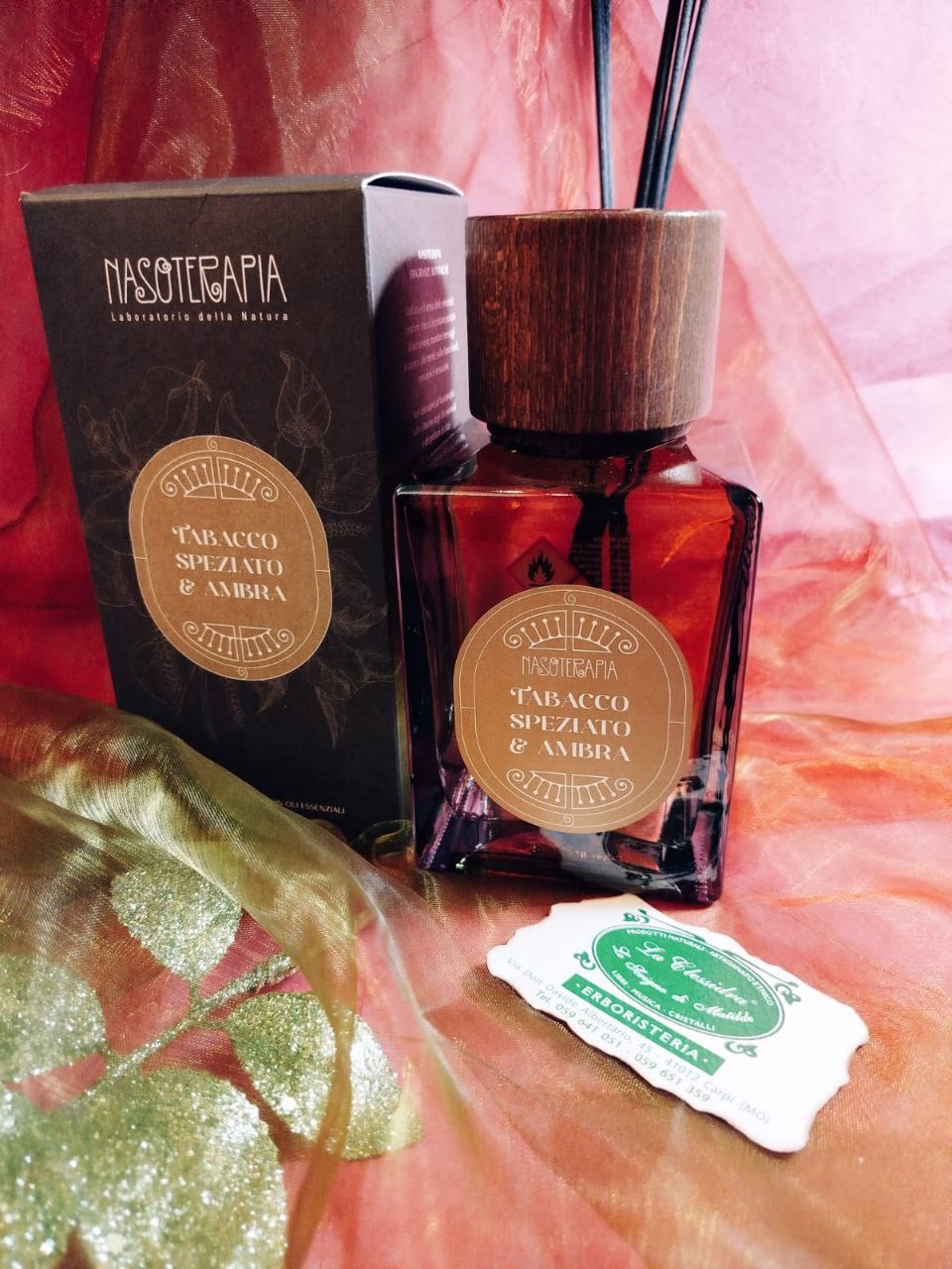 DIFFUSORE A BASTONCINO NASOTERAPIA: TABACCO SPEZIATO ED AMBRA 500 ML