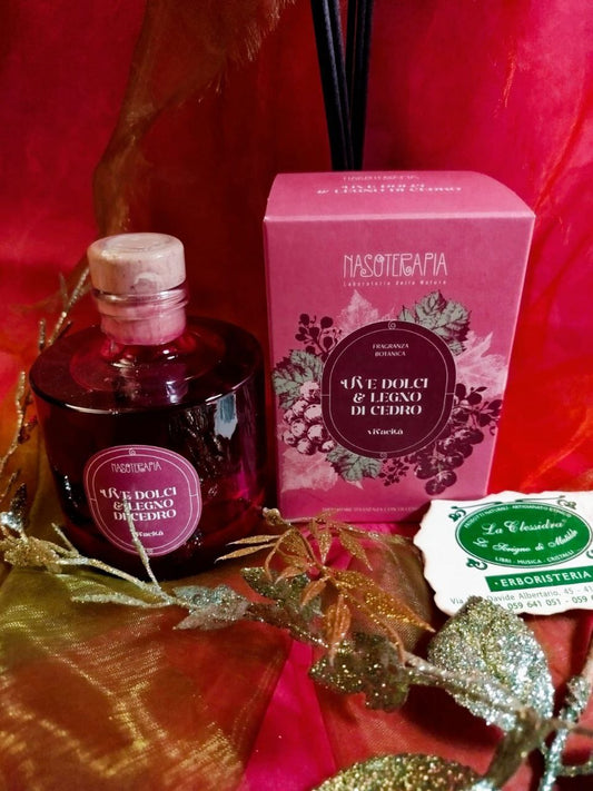 DIFFUSORE A BASTONCINO NASOTERAPIA: UVE DOLCI E LEGNO DI CEDRO 200 ML