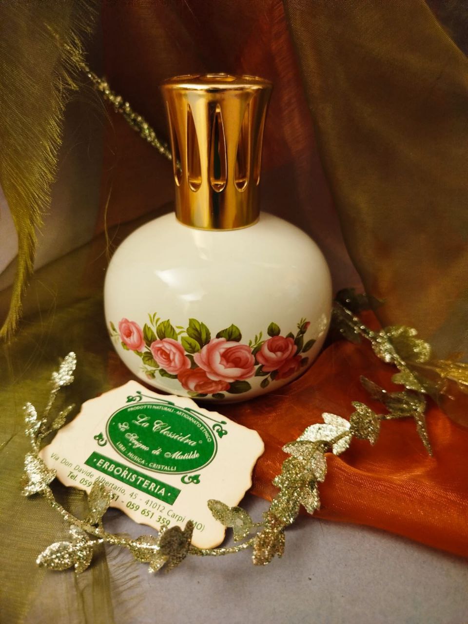 LAMPADA CATALITICA ERBOLINEA: CERAMICA CON ROSE