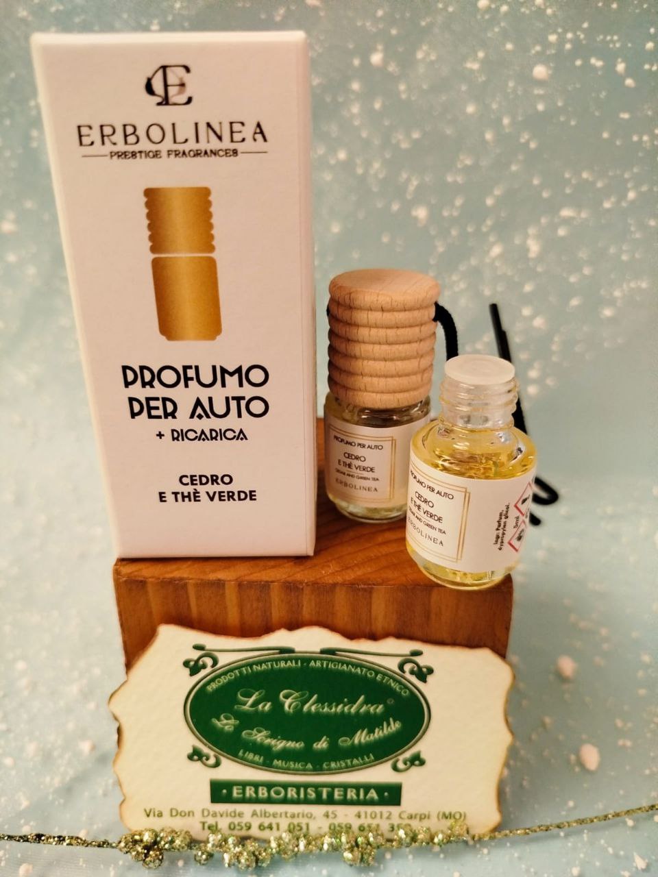 DIFFUSORE AUTO ERBOLINEA CON RICARICA: CEDRO E TE VERDE