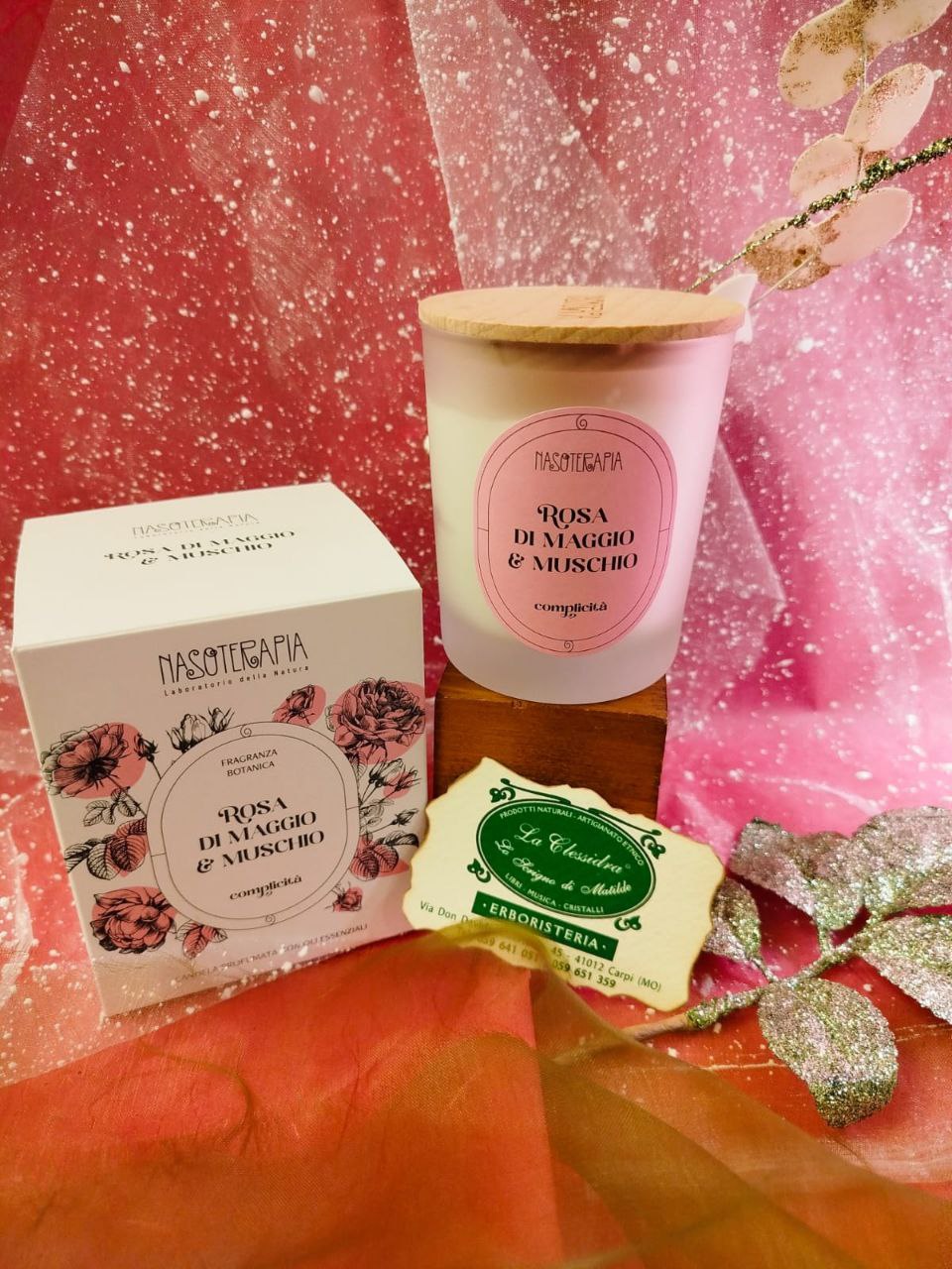 CANDELA NASOTERAPIA: ROSA DI MAGGIO E MUSCHIO