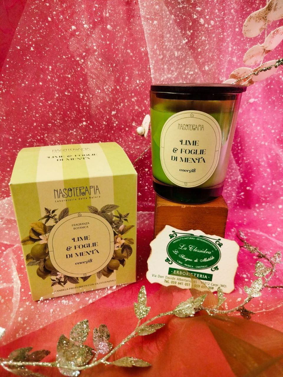 CANDELA NASOTERAPIA: LIME E FOGLIE DI MENTA